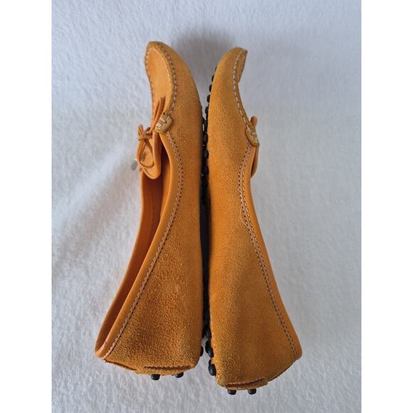 Tod’s Women’s Suede Driving Loafers Orange Size 5 Made in Italy Moccasins - Picture 7 of 11